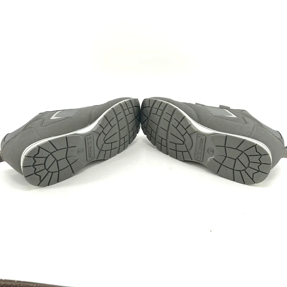 EZ Strider Mens Grey Walking Shoes Hook Loop Comfort Sneakers Size 9 75662